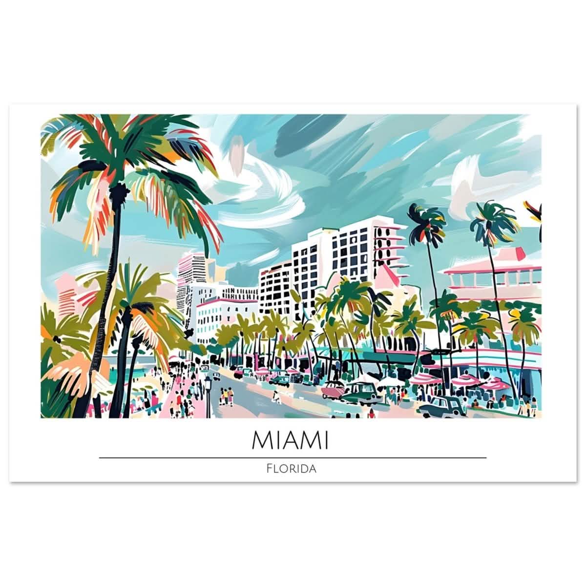 Da Vinci Travel Collection wall art print | Miami Florida - Aluminum Print - 50x75 cm / 20x30″ -