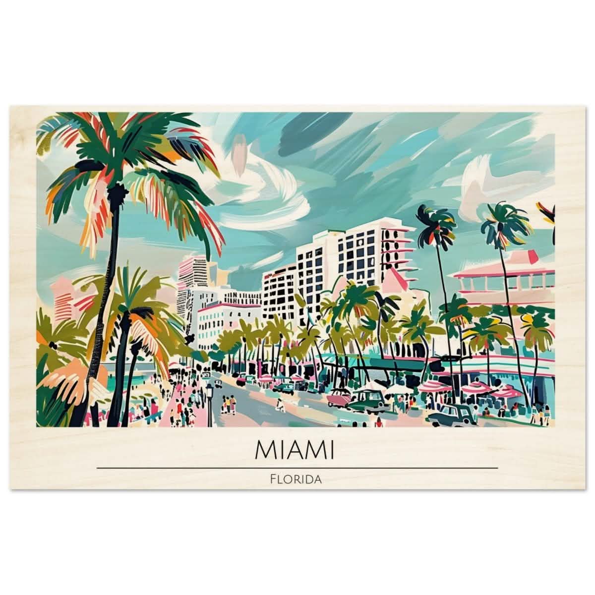 Da Vinci Travel Collection wall art print | Miami Florida - Wood Prints - 30x45 cm / 12x18″ -