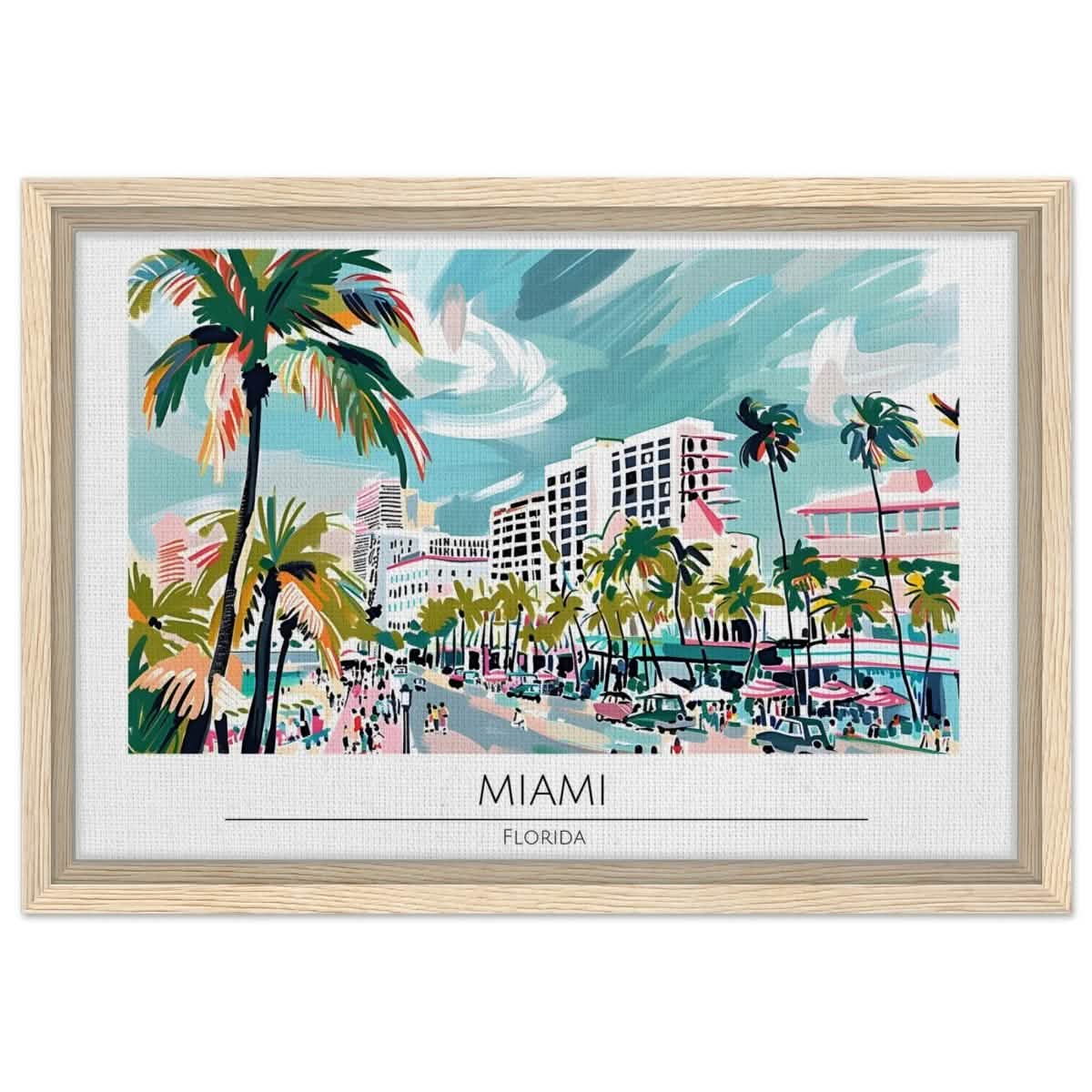 Da Vinci Travel Collection wall art print | Miami Florida - Framed Canvas - 30x45 cm / 12x18″ - Wood frame