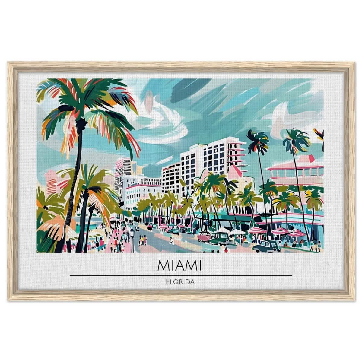 Da Vinci Travel Collection wall art print | Miami Florida - Framed Canvas - 50x75 cm / 20x30″ - Wood frame