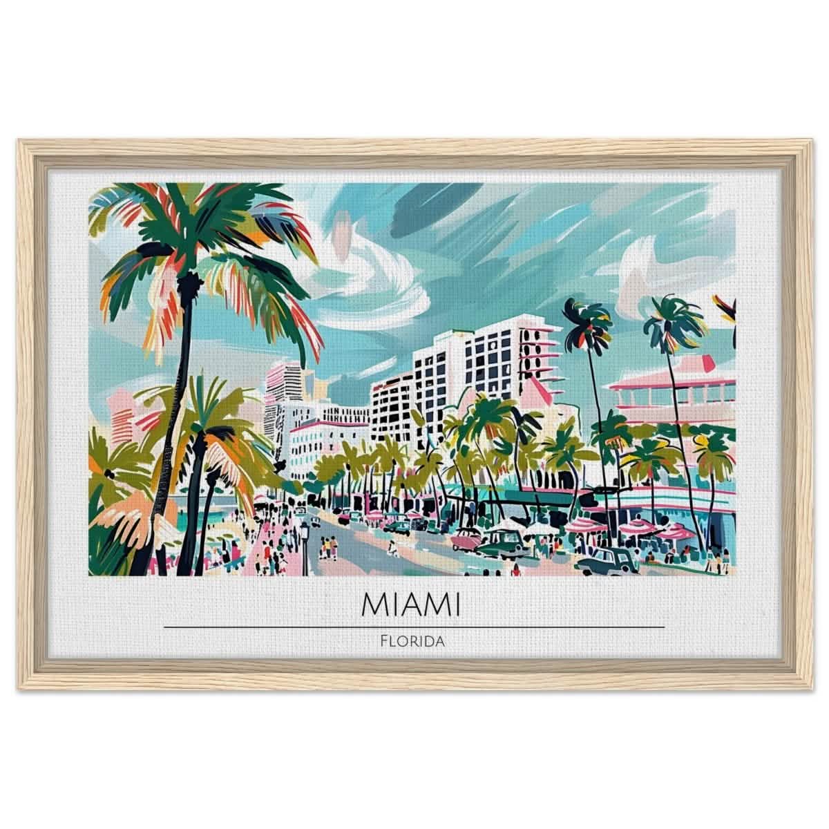 Da Vinci Travel Collection wall art print | Miami Florida - Framed Canvas - 40x60 cm / 16x24″ - Wood frame