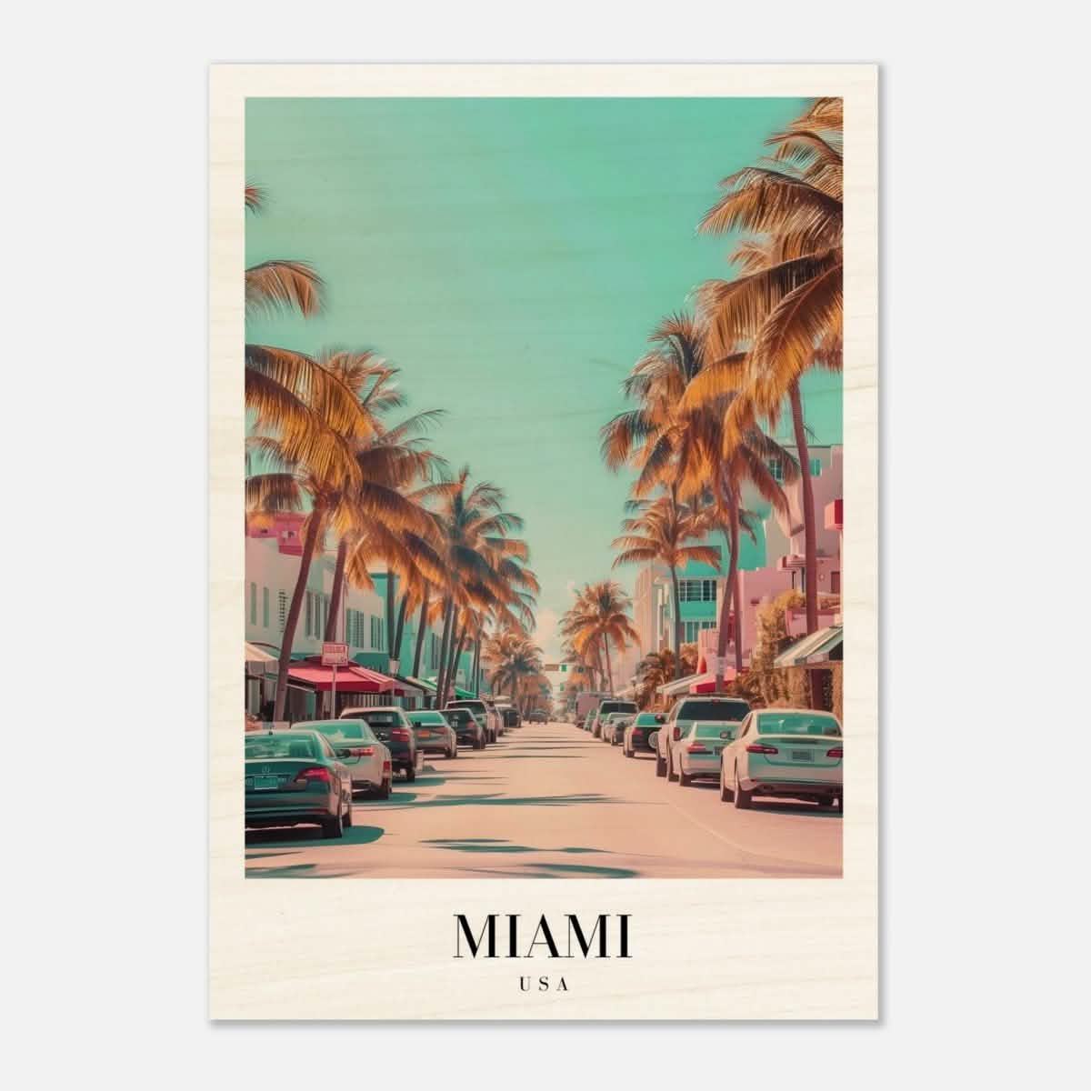 Da Vinci Travel Collection wall art print | Miami USA - Wood Prints - 70x100 cm / 28x40″ - 20 mm