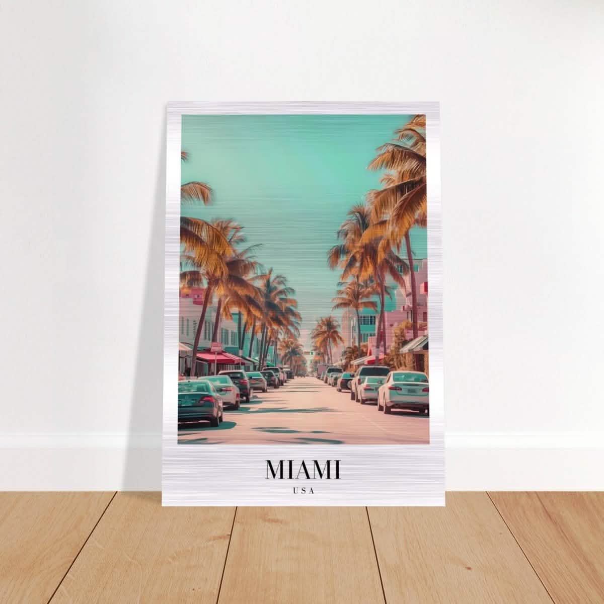 Da Vinci Travel Collection wall art print | Miami USA - Brushed Aluminum Print - 70x100 cm / 28x40″ -