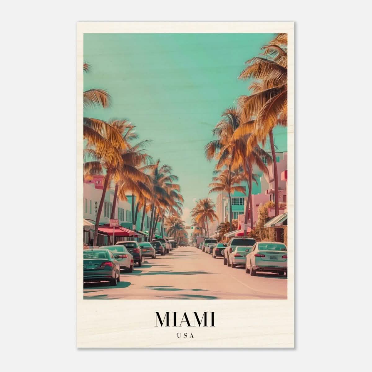 Da Vinci Travel Collection wall art print | Miami USA - Wood Prints - 60x90 cm / 24x36″ - 20 mm