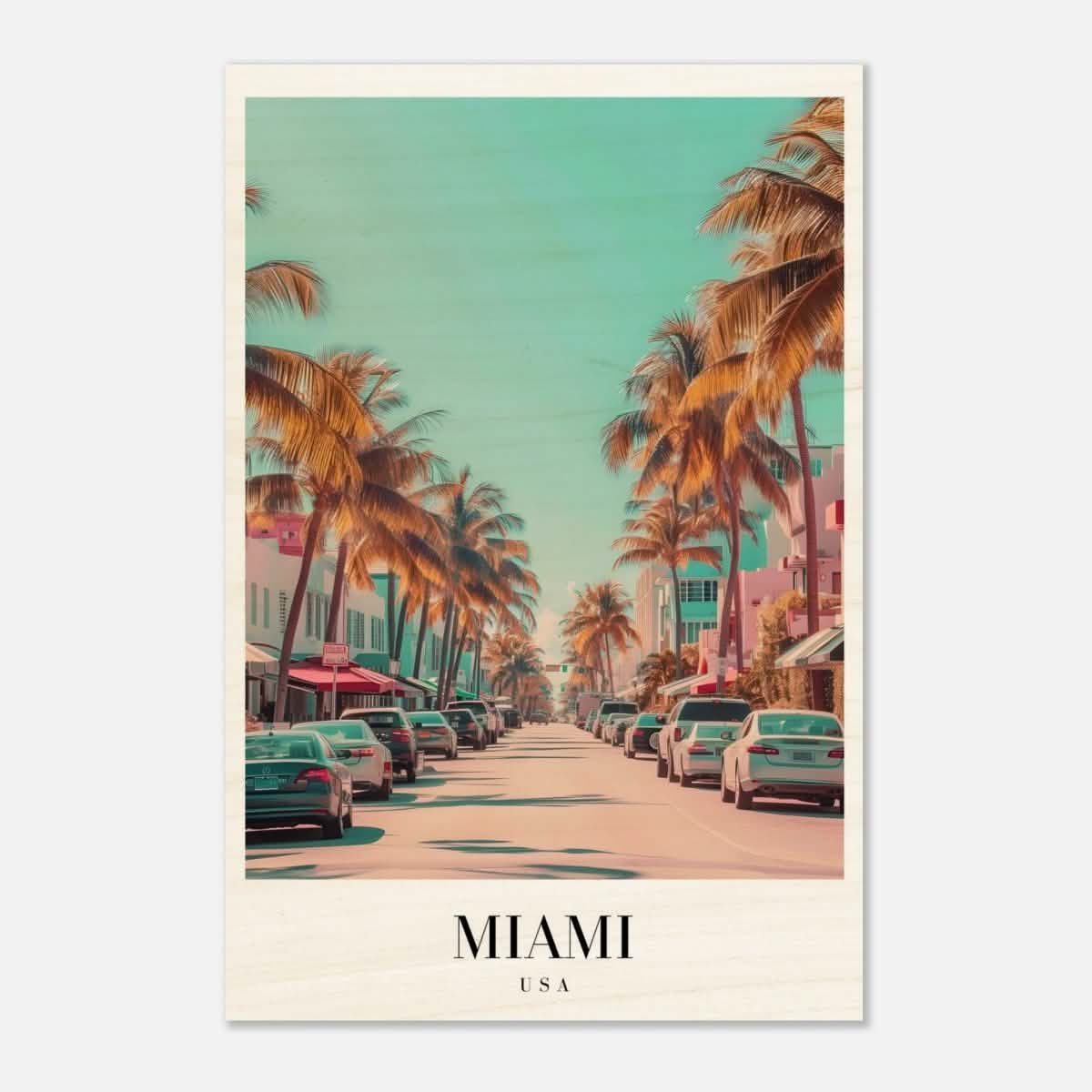 Da Vinci Travel Collection wall art print | Miami USA - Wood Prints - 40x60 cm / 16x24″ - 20 mm