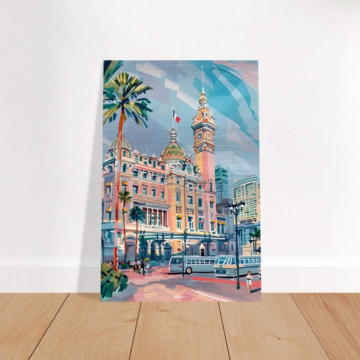 Da Vinci Travel Collection wall art print | Monte Carlo Monaco - Brushed Aluminum Print - 60x90 cm / 24x36″ -