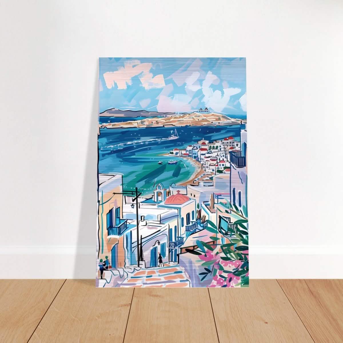 Da Vinci Travel Collection wall art print | Mykonos Greece - Brushed Aluminum Print - 40x60 cm / 16x24″ -