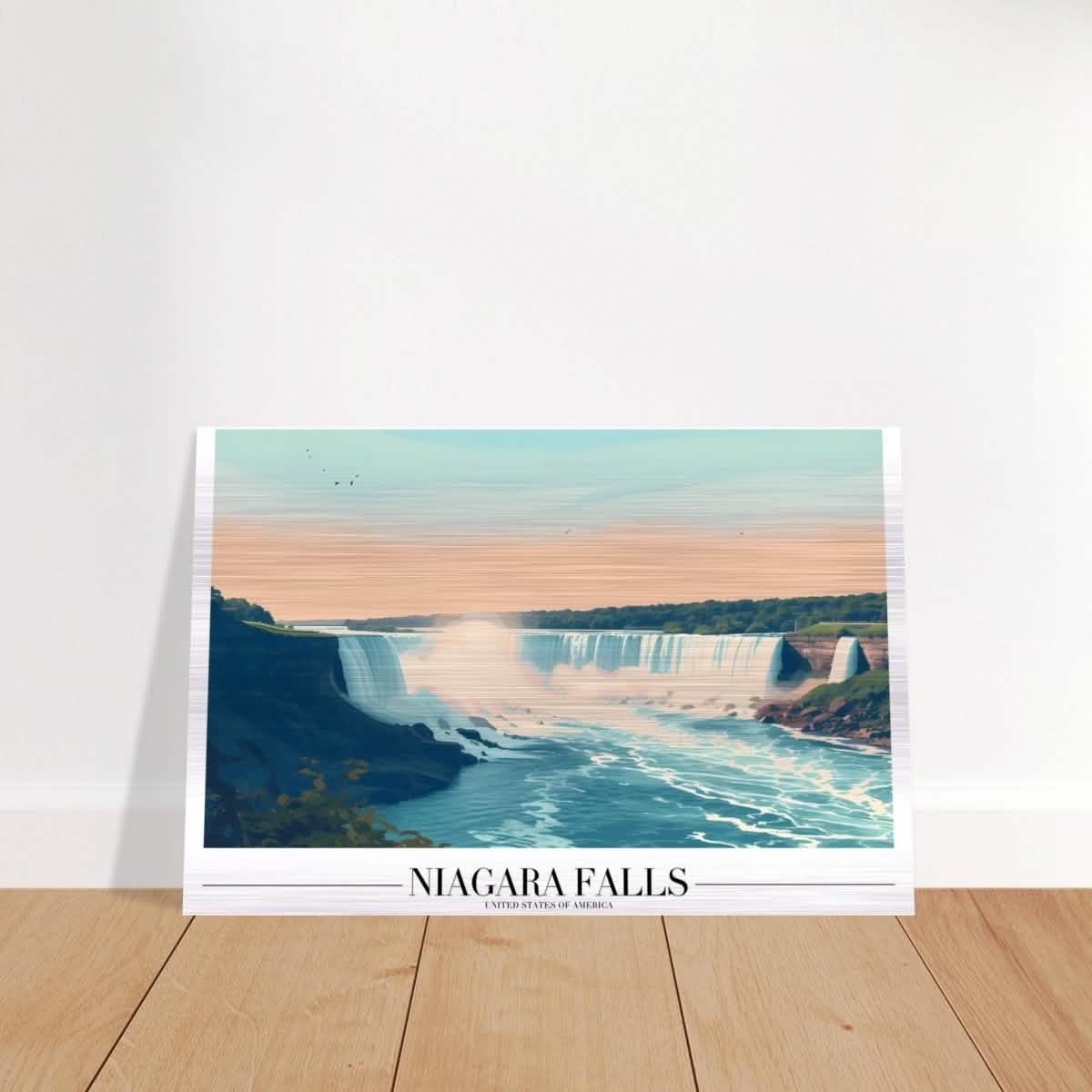 Da Vinci Travel Collection wall art print | Niagara falls USA - Brushed Aluminum Print - 40x60 cm / 16x24″ -