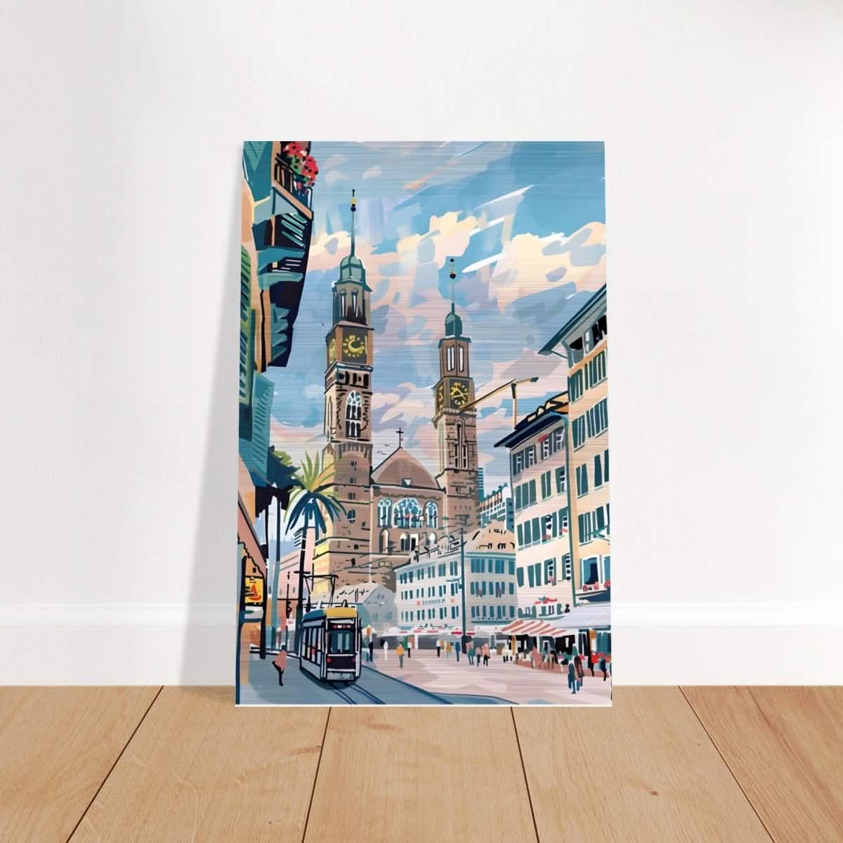 Da Vinci Travel Collection wall art print | Quebec City Canada - Brushed Aluminum Print - 40x60 cm / 16x24″ -