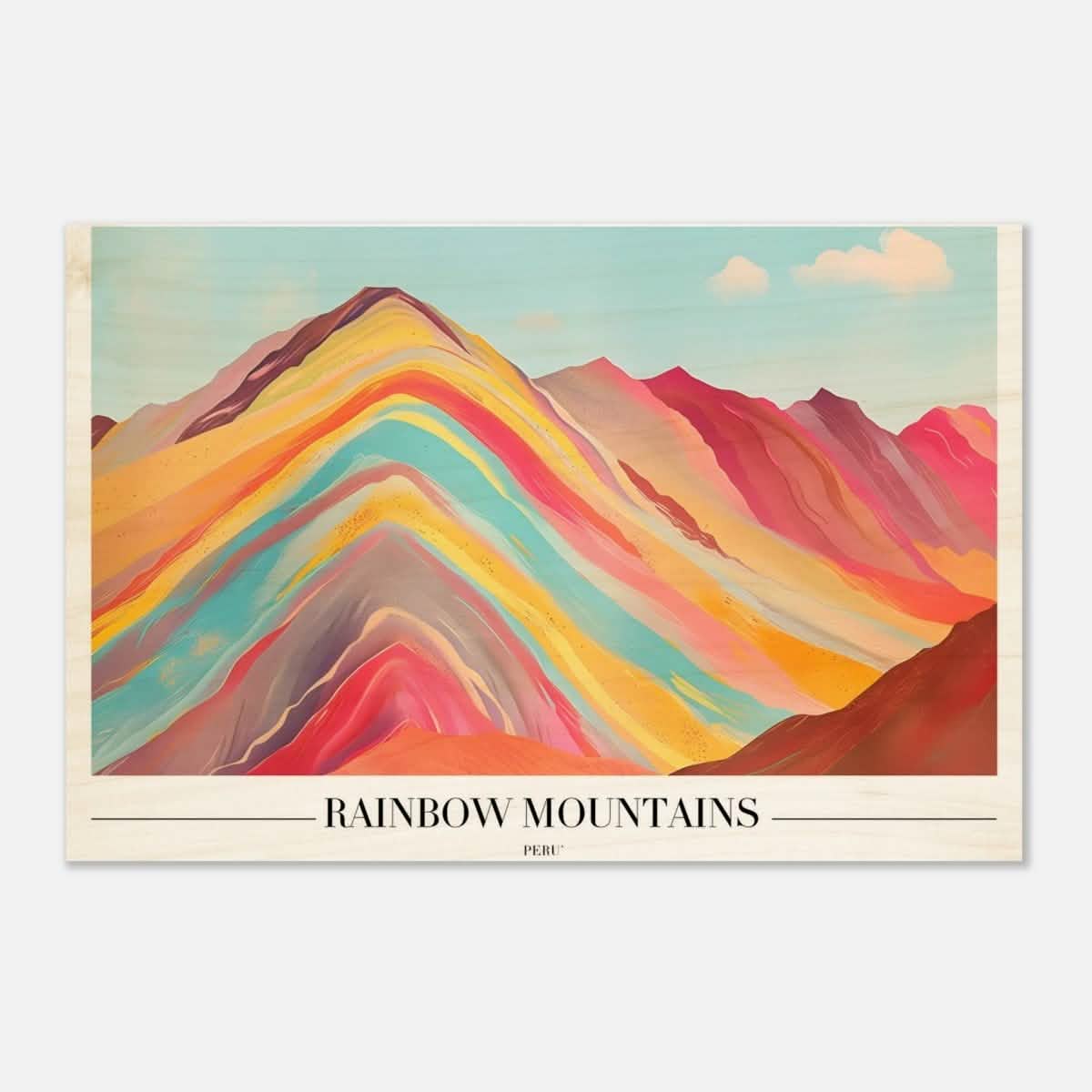 Da Vinci Travel Collection wall art print | Rainbow Mountains Peru - Wood Prints - 30x45 cm / 12x18″ - 20 mm