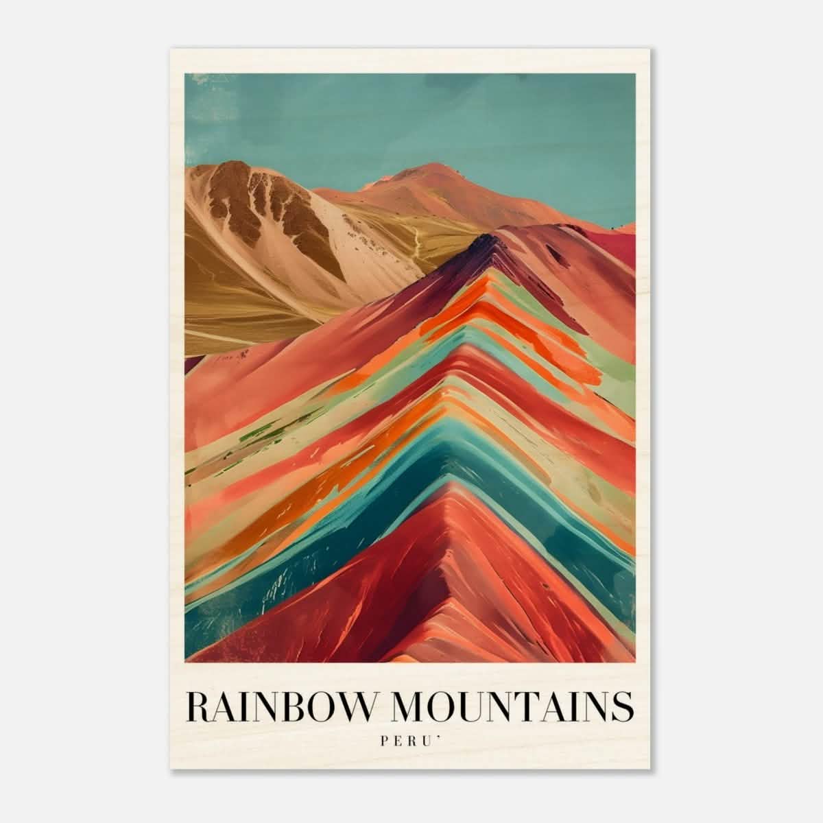 Da Vinci Travel Collection wall art print | Rainbow Mountains Peru - Wood Prints - 30x45 cm / 12x18″ - 20 mm