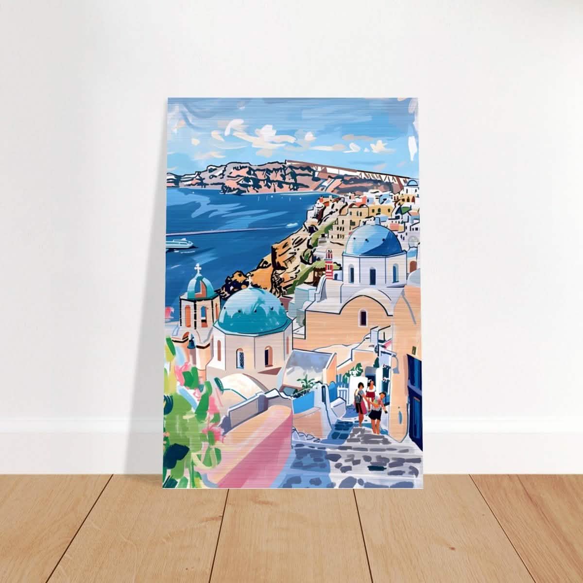 Da Vinci Travel Collection wall art print | Santorini Greece - Brushed Aluminum Print - 40x60 cm / 16x24″ -