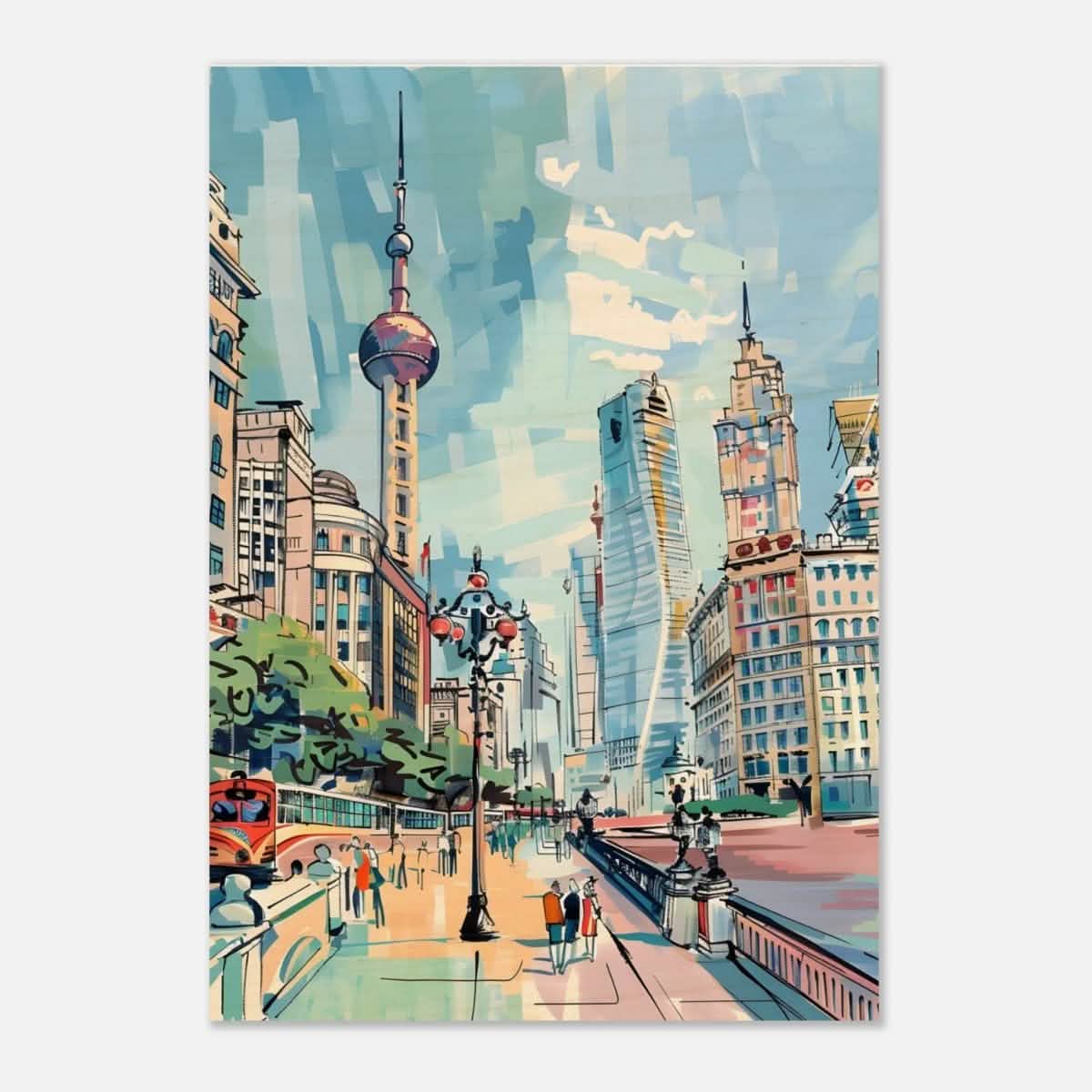 Da Vinci Travel Collection wall art print | Shanghai China - Wood Prints - 70x100 cm / 28x40″ - 10 mm