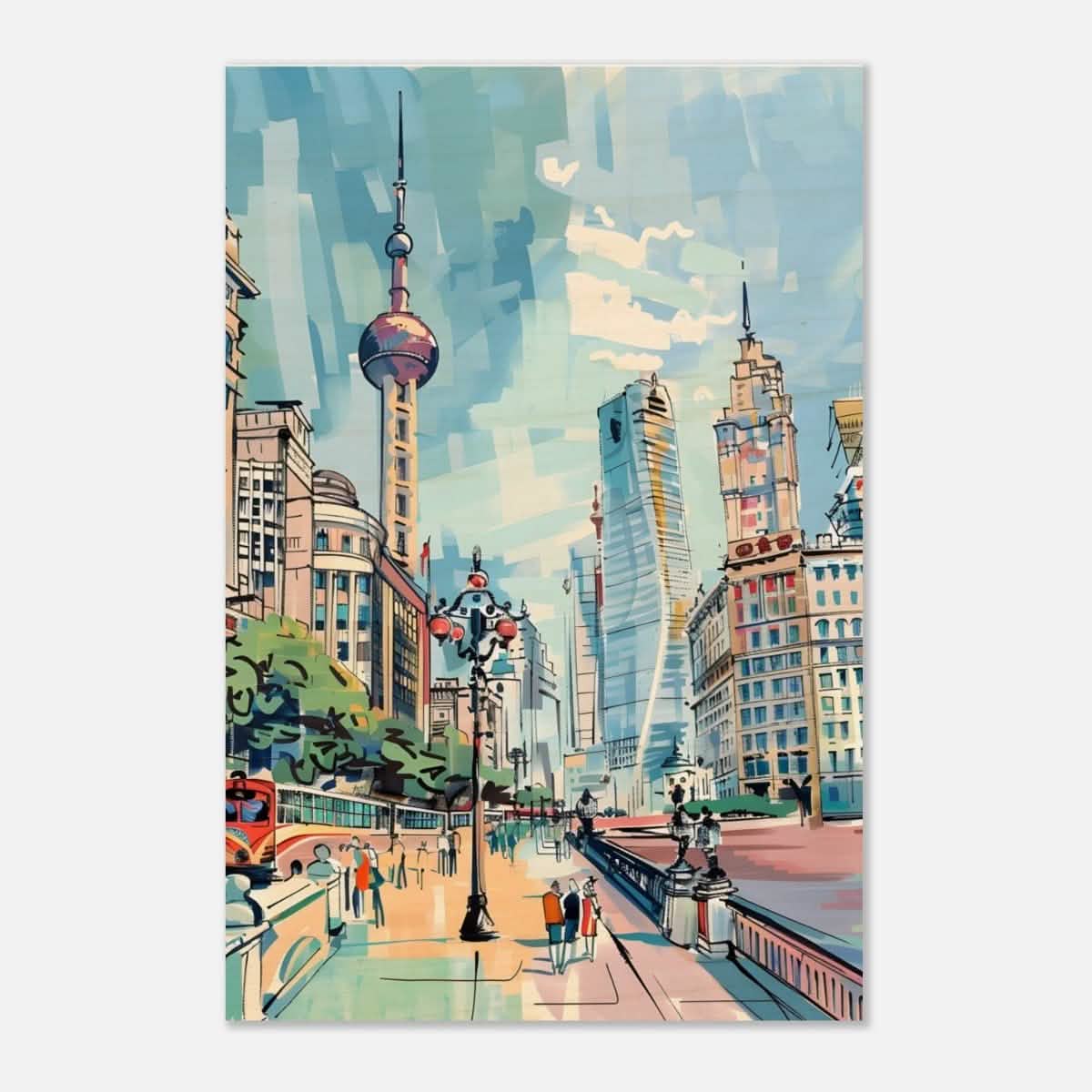 Da Vinci Travel Collection wall art print | Shanghai China - Wood Prints - 60x90 cm / 24x36″ - 20 mm