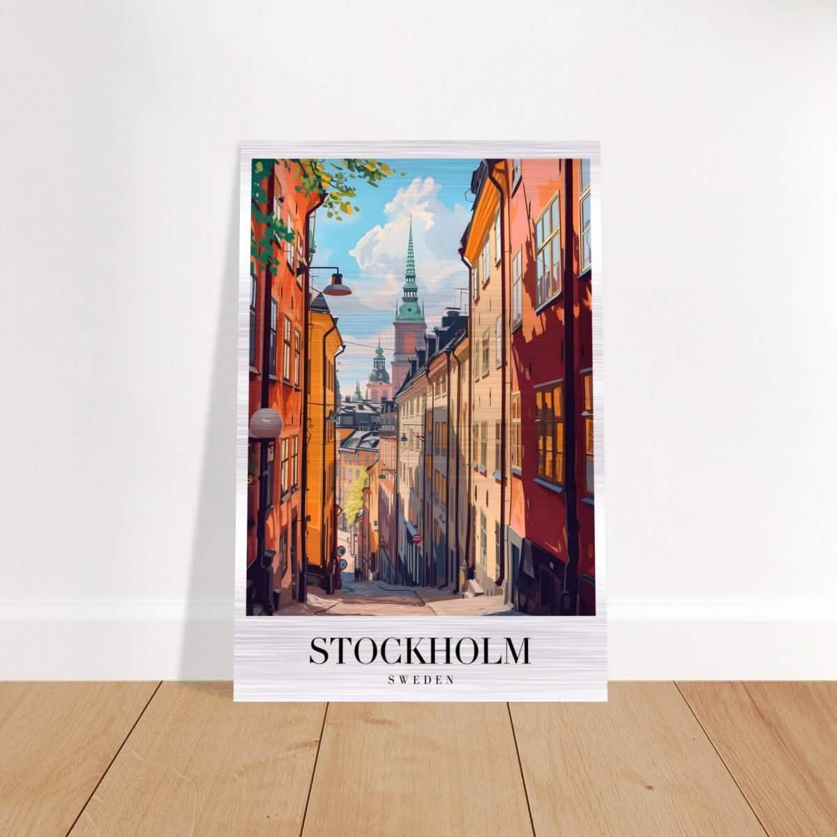 Da Vinci Travel Collection wall art print | Stockholm Sweden - Brushed Aluminum Print - 40x60 cm / 16x24″ -