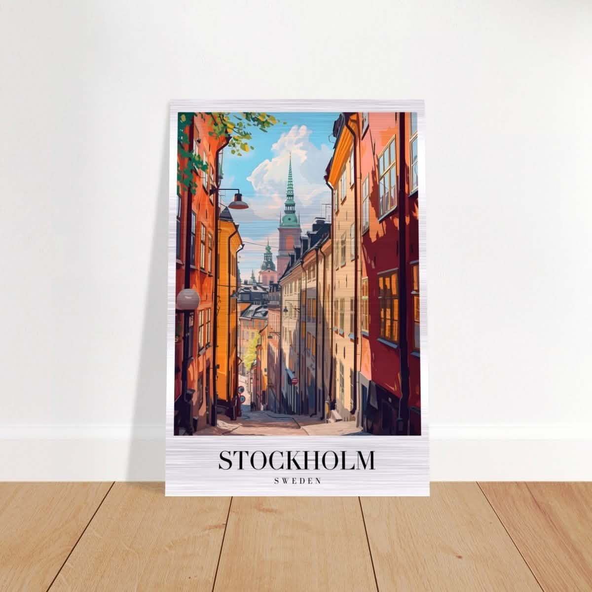 Da Vinci Travel Collection wall art print | Stockholm Sweden - Brushed Aluminum Print - 50x75 cm / 20x30″ -