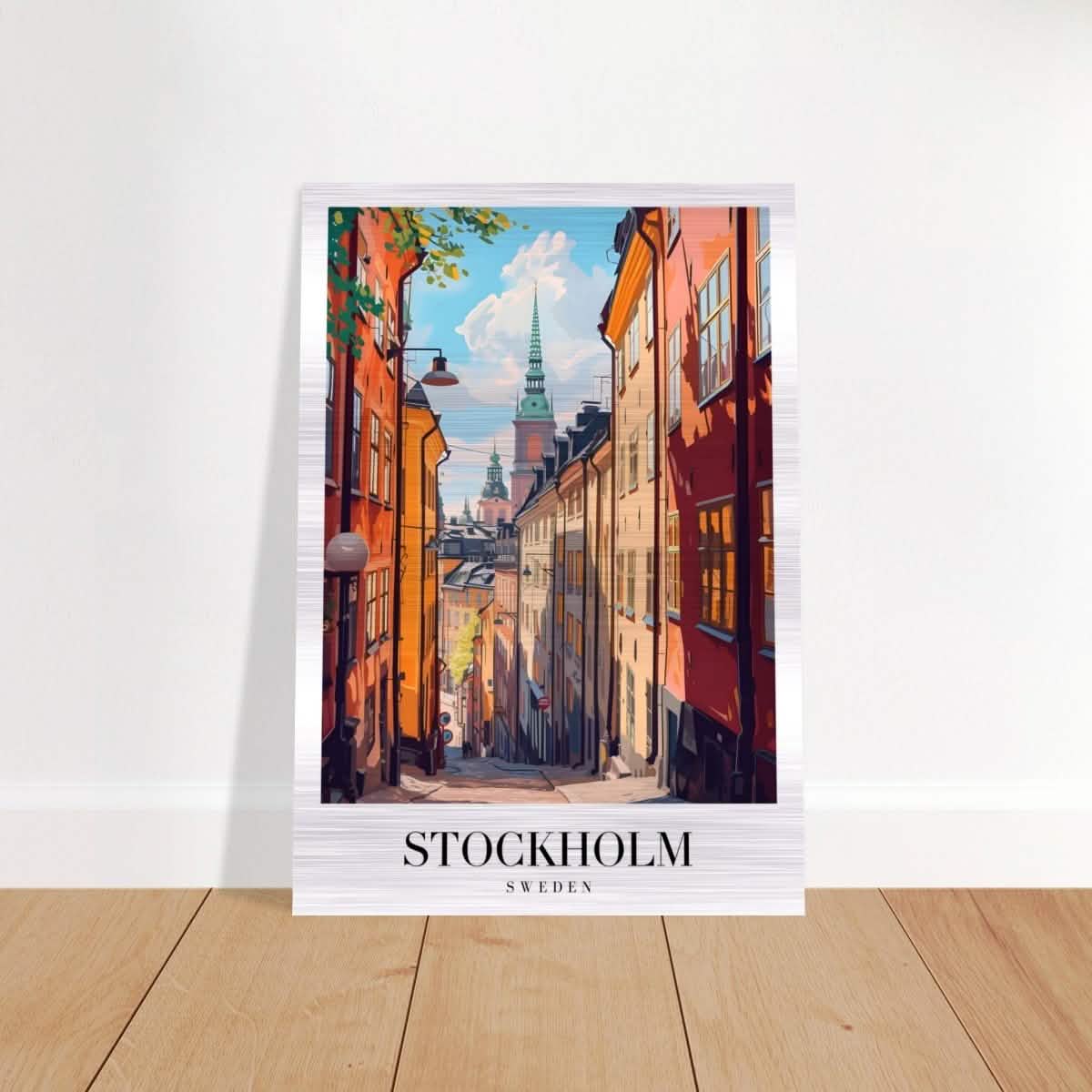 Da Vinci Travel Collection wall art print | Stockholm Sweden - Brushed Aluminum Print - 70x100 cm / 28x40″ -