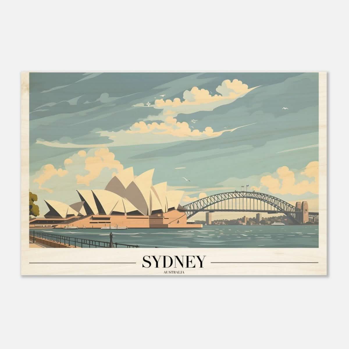 Da Vinci Travel Collection wall art print | Sydney Australia | Harbour Bridge Opera House - Wood Prints - 50x75 cm / 20x30″ - 10 mm