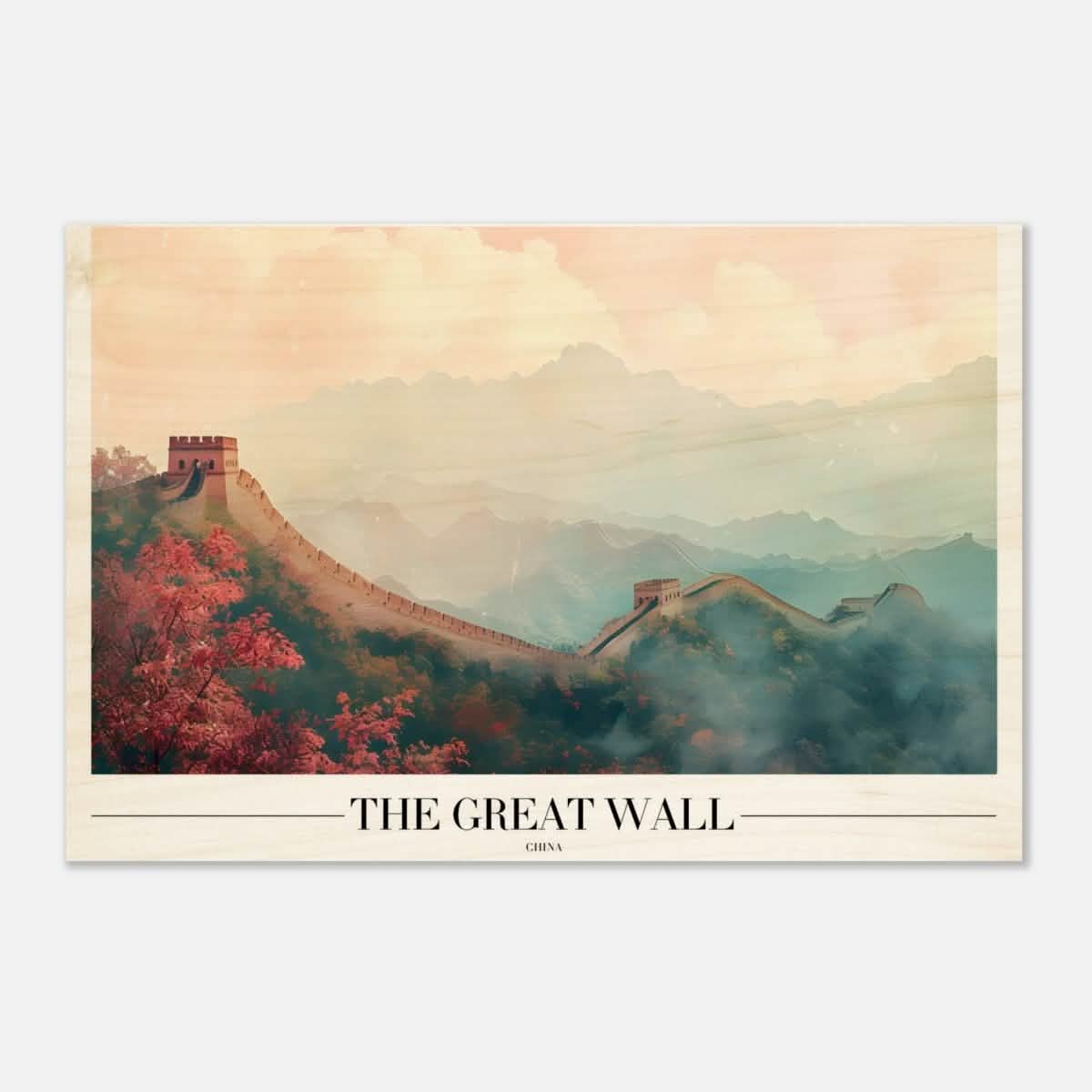 Da Vinci Travel Collection wall art print | The Great Wall China - Wood Prints - 30x45 cm / 12x18″ - 10 mm