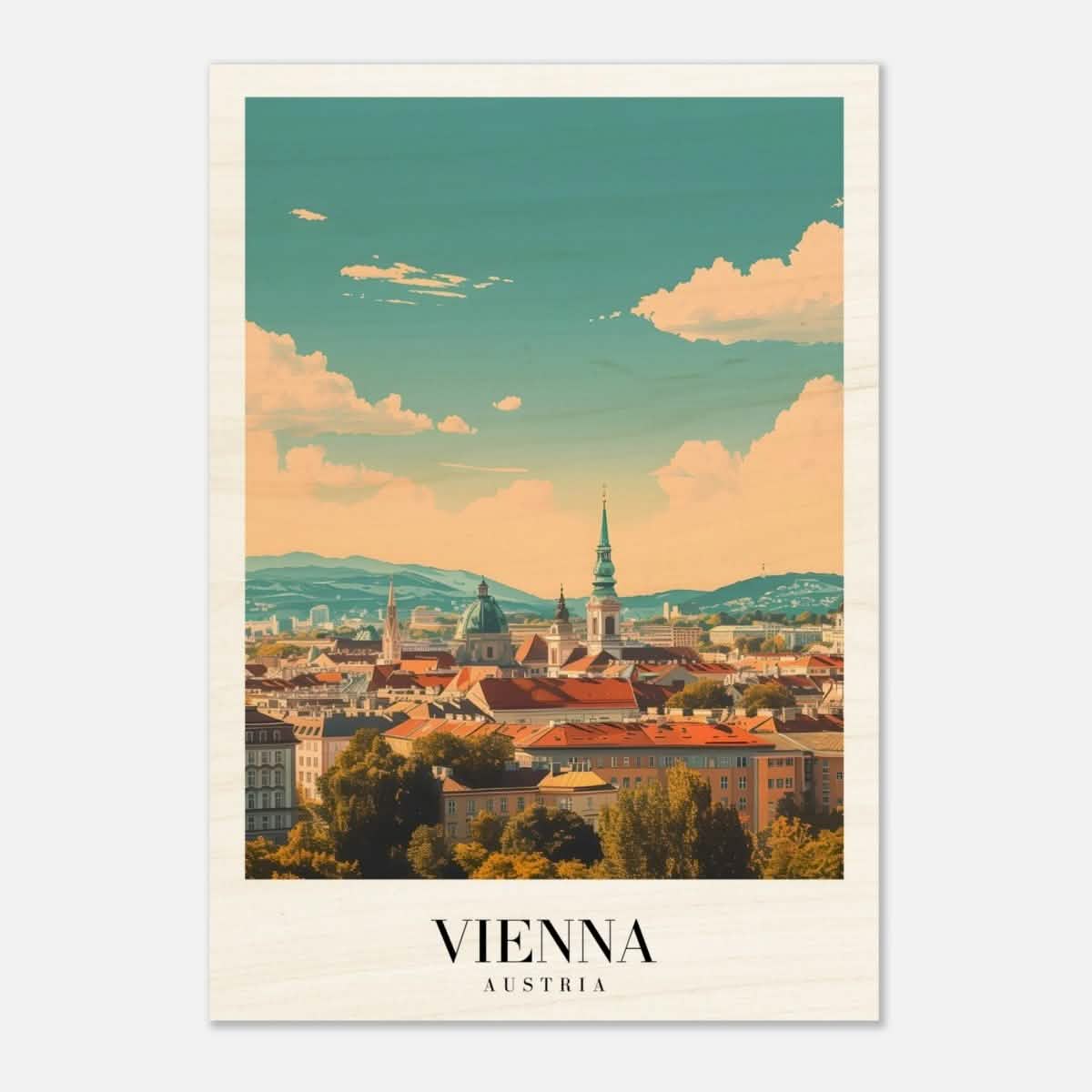 Da Vinci Travel Collection wall art print | Vienna Austria - Wood Prints - 70x100 cm / 28x40″ - 10 mm