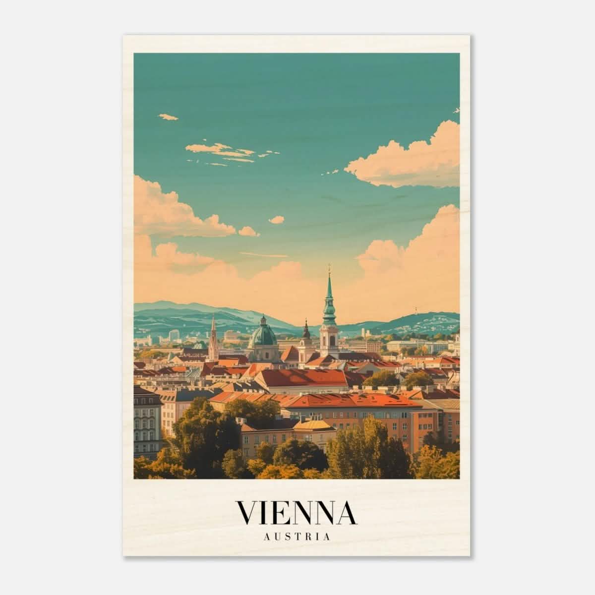 Da Vinci Travel Collection wall art print | Vienna Austria - Wood Prints - 40x60 cm / 16x24″ - 10 mm