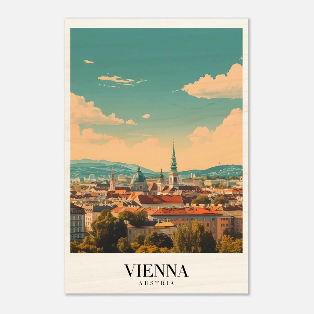 Da Vinci Travel Collection wall art print | Vienna Austria - Wood Prints - 30x45 cm / 12x18″ - 10 mm
