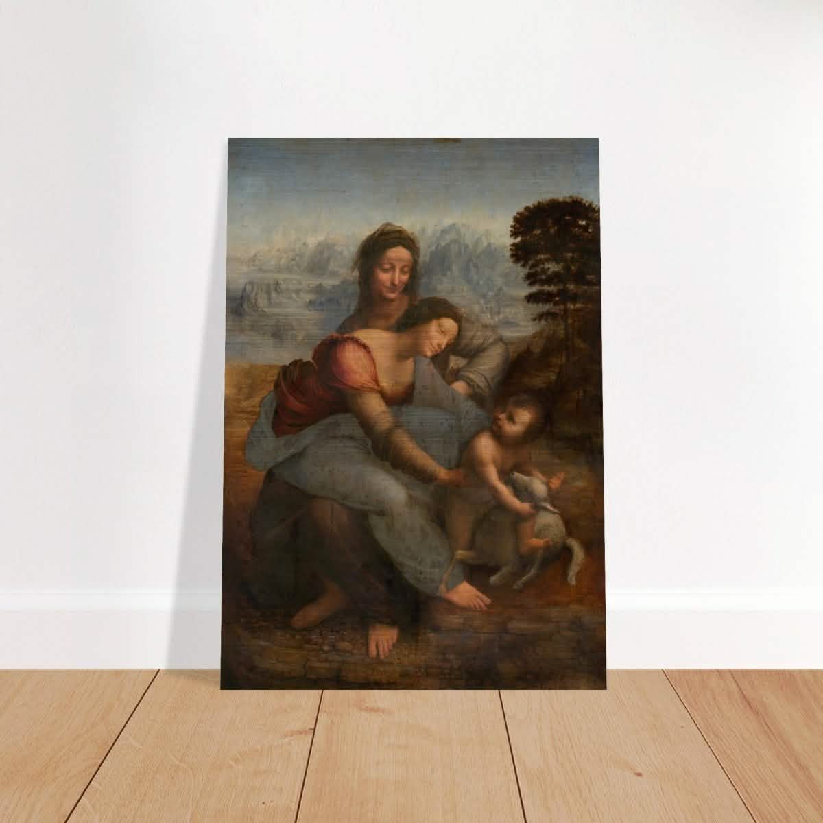Da Vinci Vintage wall art print | The Virgin and Child with St. Anne by Leonardo da Vinci - Brushed Aluminum Print - 70x100 cm / 28x40″ -