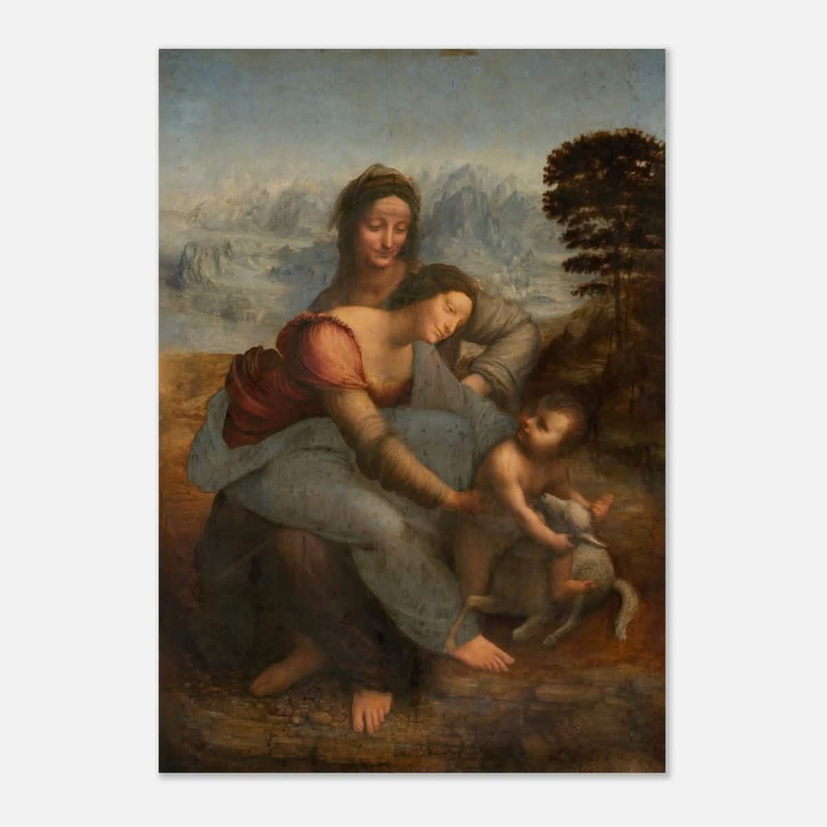 Da Vinci Vintage wall art print | The Virgin and Child with St. Anne by Leonardo da Vinci - Aluminum Print - 70x100 cm / 28x40″ -