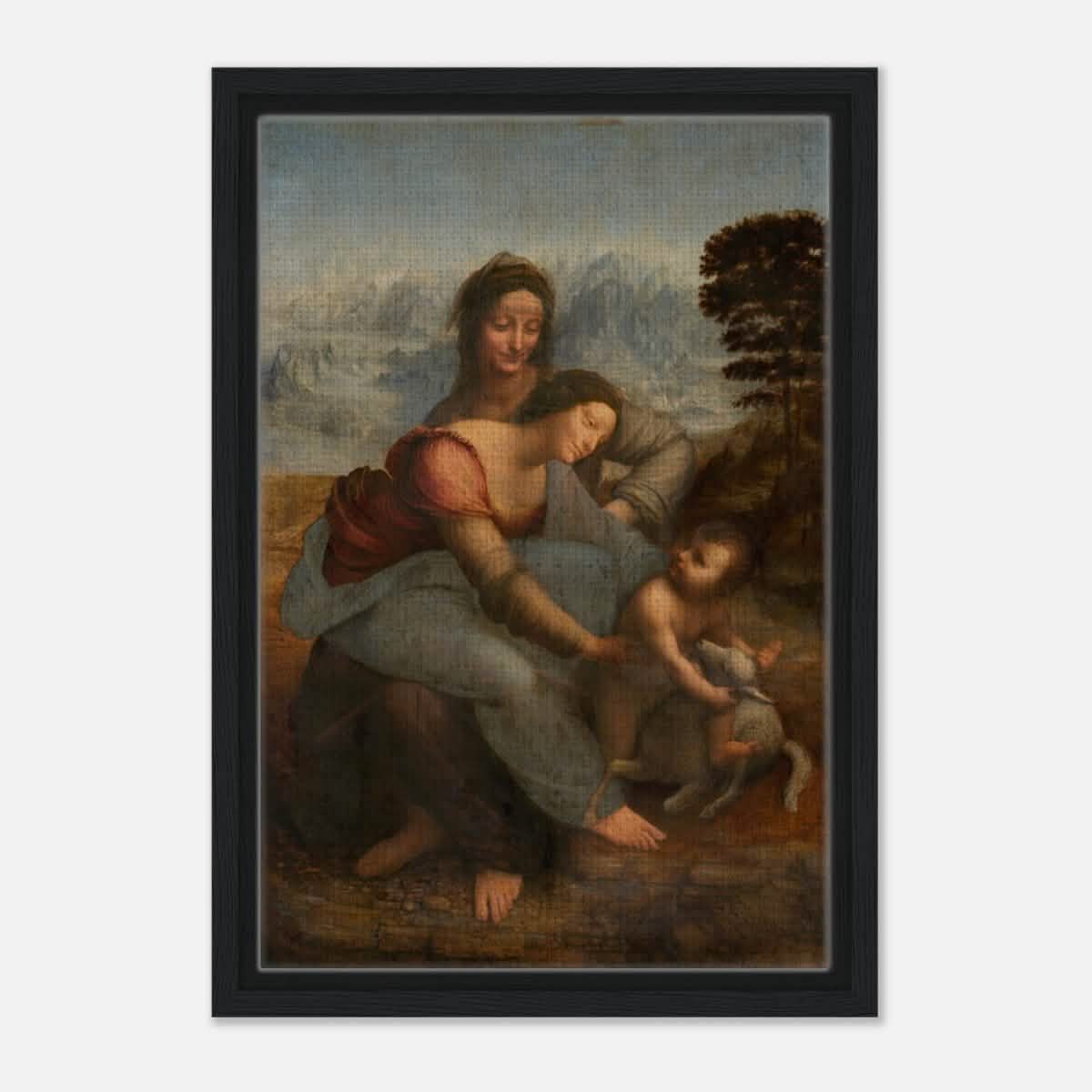 Da Vinci Vintage wall art print | The Virgin and Child with St. Anne by Leonardo da Vinci - Framed Canvas - 30x45 cm / 12x18″ - Black frame