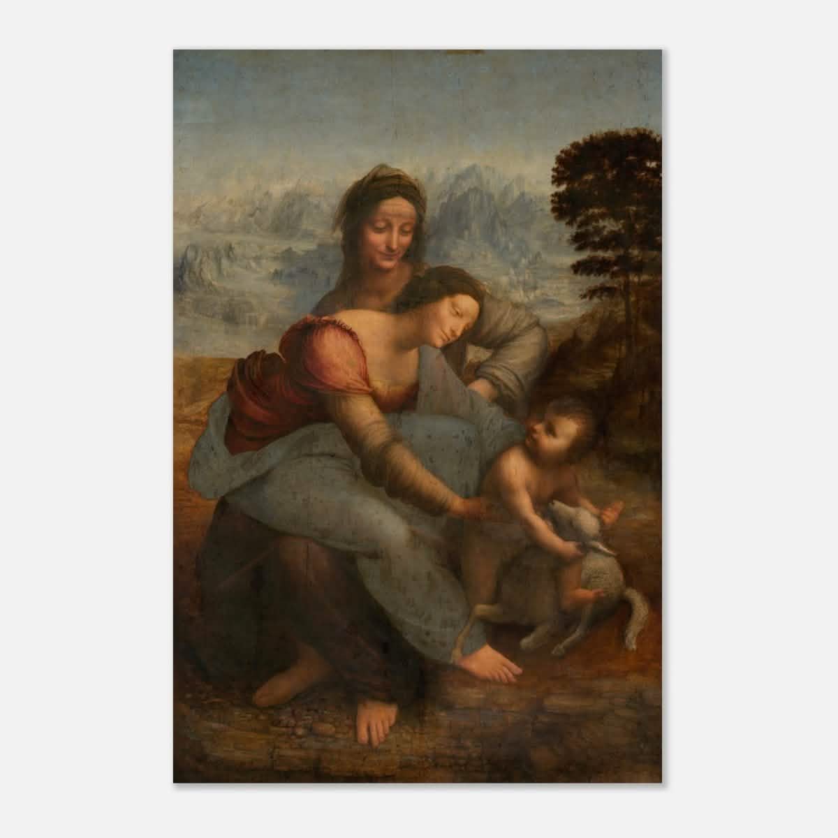 Da Vinci Vintage wall art print | The Virgin and Child with St. Anne by Leonardo da Vinci - Wood Prints - 60x90 cm / 24x36″ -