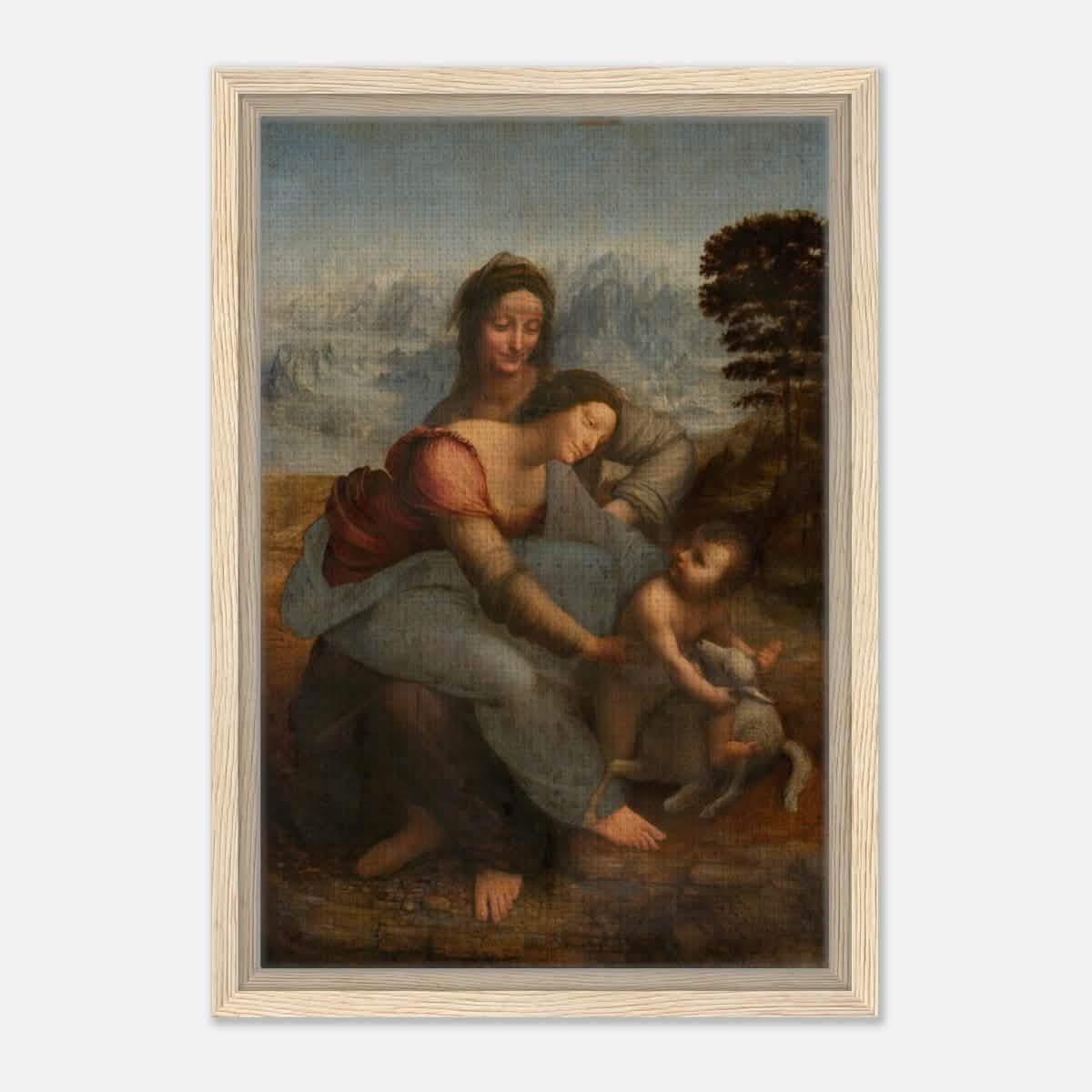 Da Vinci Vintage wall art print | The Virgin and Child with St. Anne by Leonardo da Vinci - Framed Canvas - 30x45 cm / 12x18″ - Wood frame