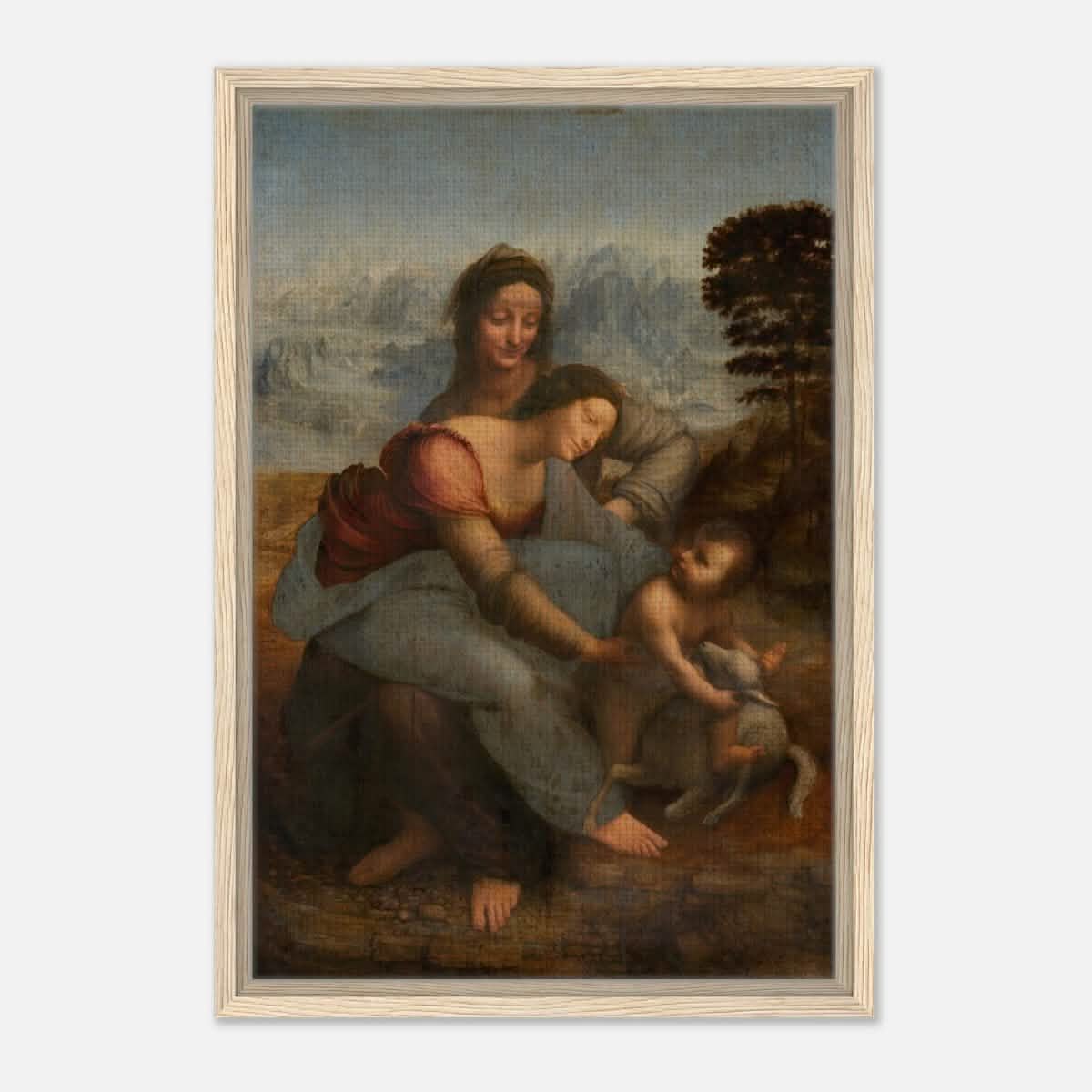 Da Vinci Vintage wall art print | The Virgin and Child with St. Anne by Leonardo da Vinci - Framed Canvas - 40x60 cm / 16x24″ - Wood frame