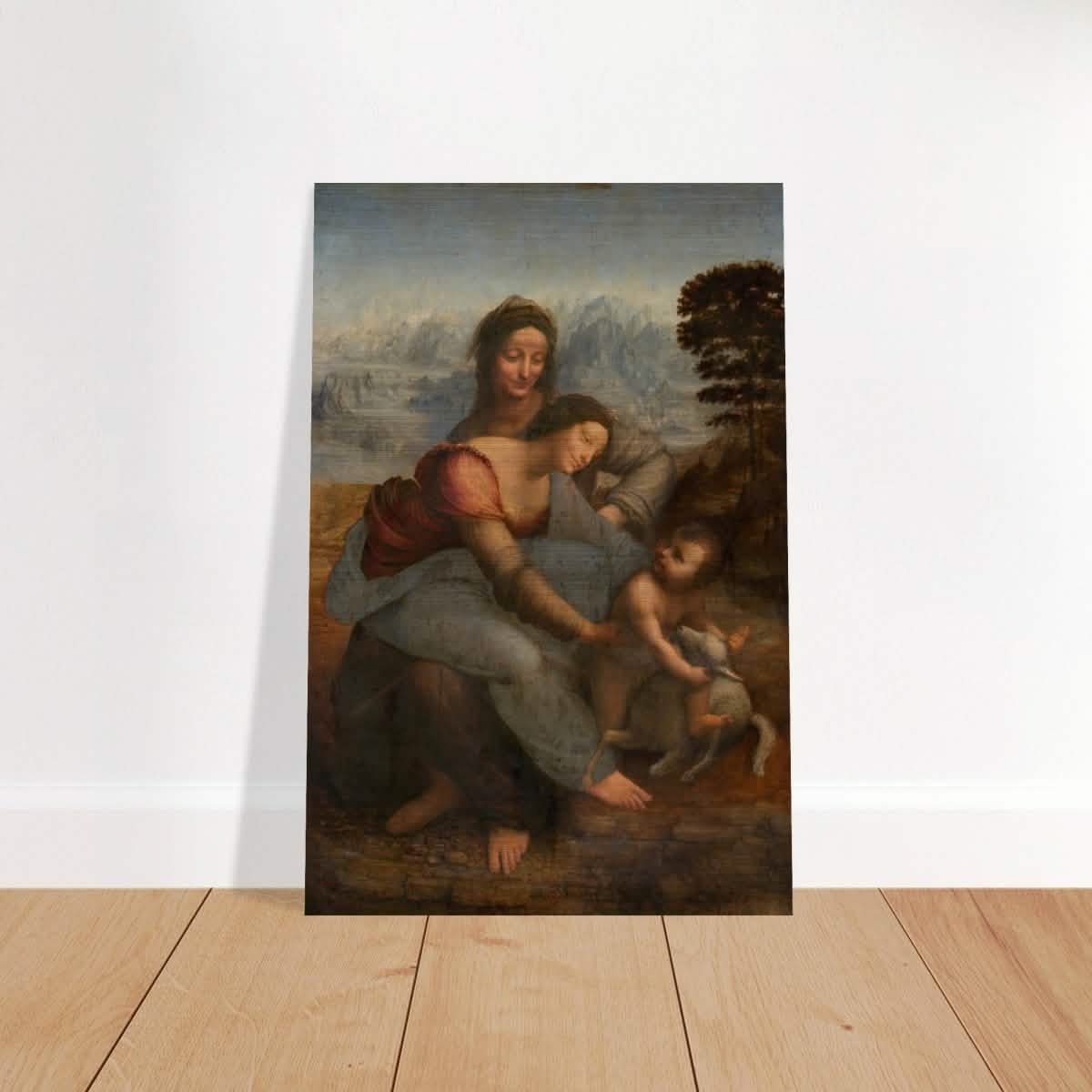 Da Vinci Vintage wall art print | The Virgin and Child with St. Anne by Leonardo da Vinci - Brushed Aluminum Print - 50x75 cm / 20x30″ -