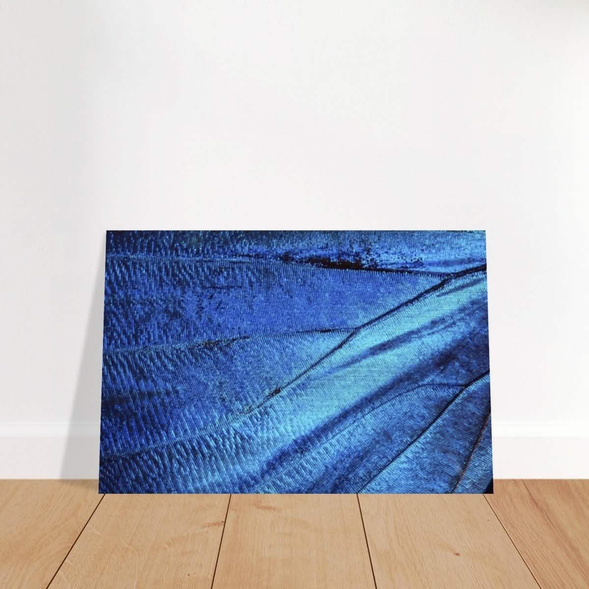 Da Vinci Wall Art | Blue Butterfly Wing - Brushed Aluminum Print - 30x45 cm / 12x18″ -