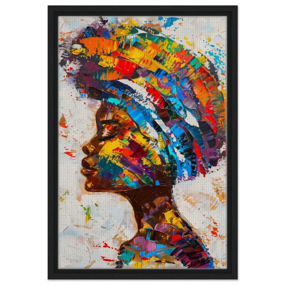 Da Vinci Wall art Print | Eclectic Expressions | African Theme | Contemporary art - Framed Canvas - 40x60 cm / 16x24″ - Black frame