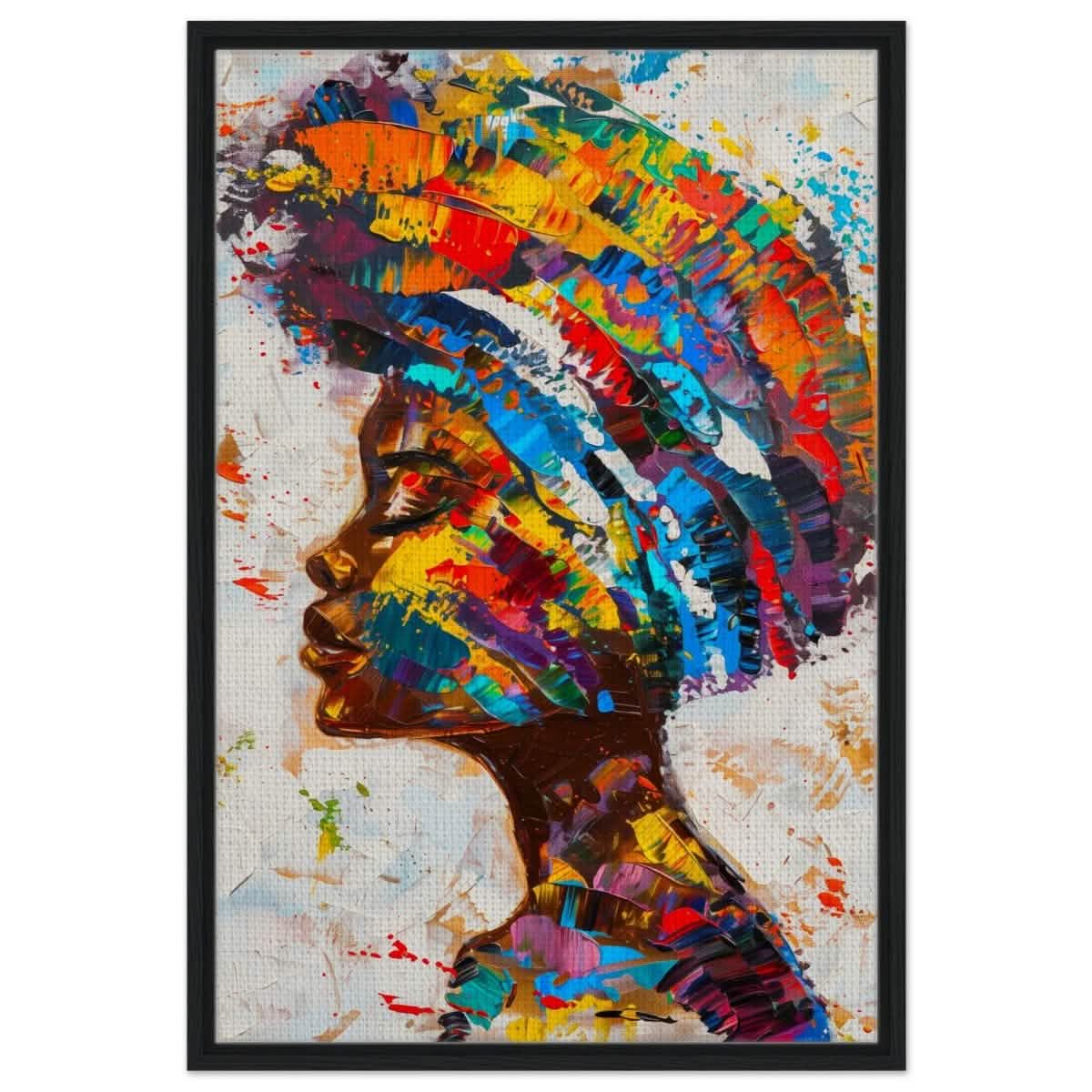 Da Vinci Wall art Print | Eclectic Expressions | African Theme | Contemporary art - Framed Canvas - 60x90 cm / 24x36″ - Black frame