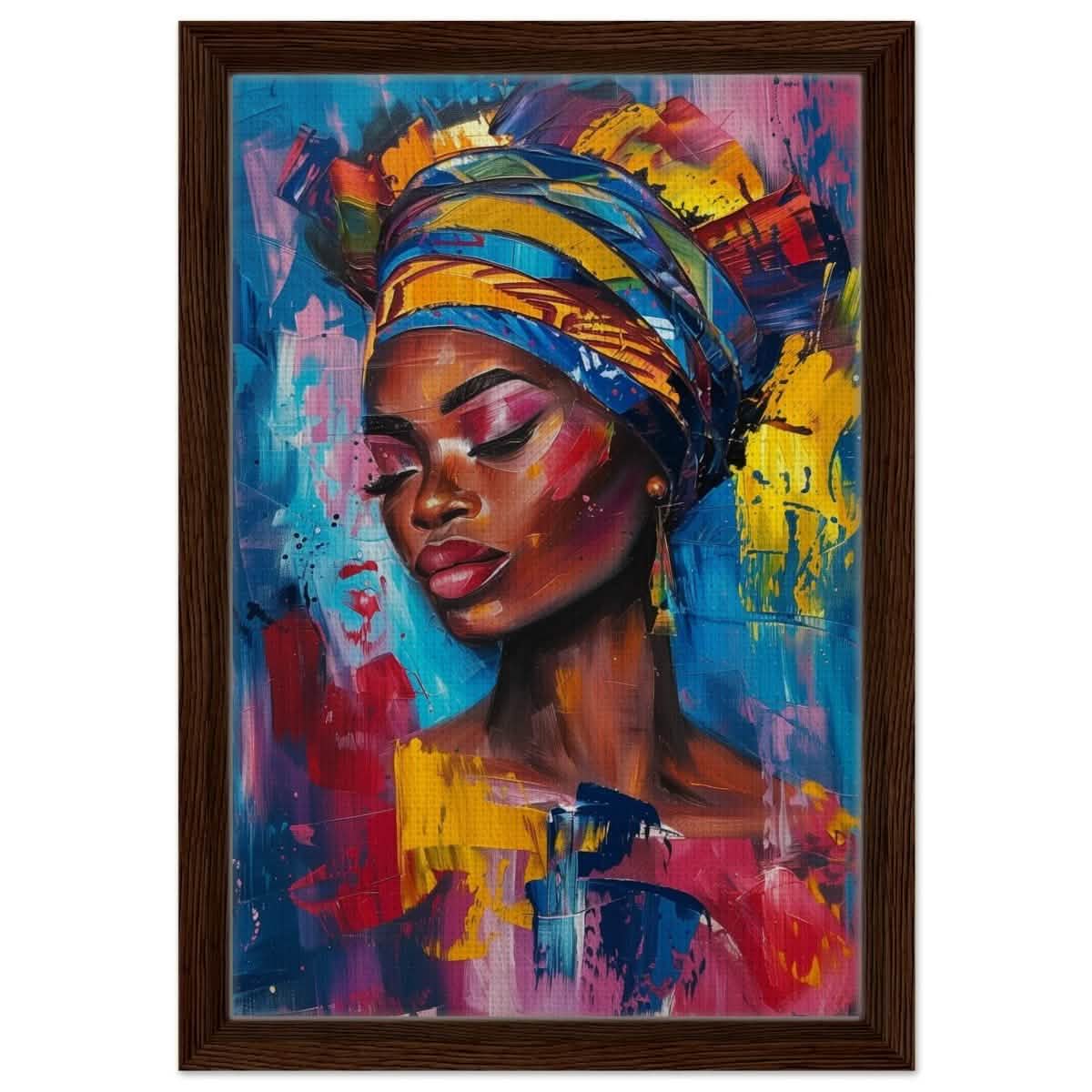Da Vinci Wall art Print | Eclectic Expressions | African Theme - Framed Canvas - 30x45 cm / 12x18″ - Dark wood frame