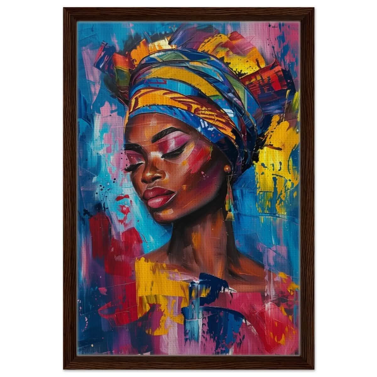 Da Vinci Wall art Print | Eclectic Expressions | African Theme - Framed Canvas - 40x60 cm / 16x24″ - Dark wood frame