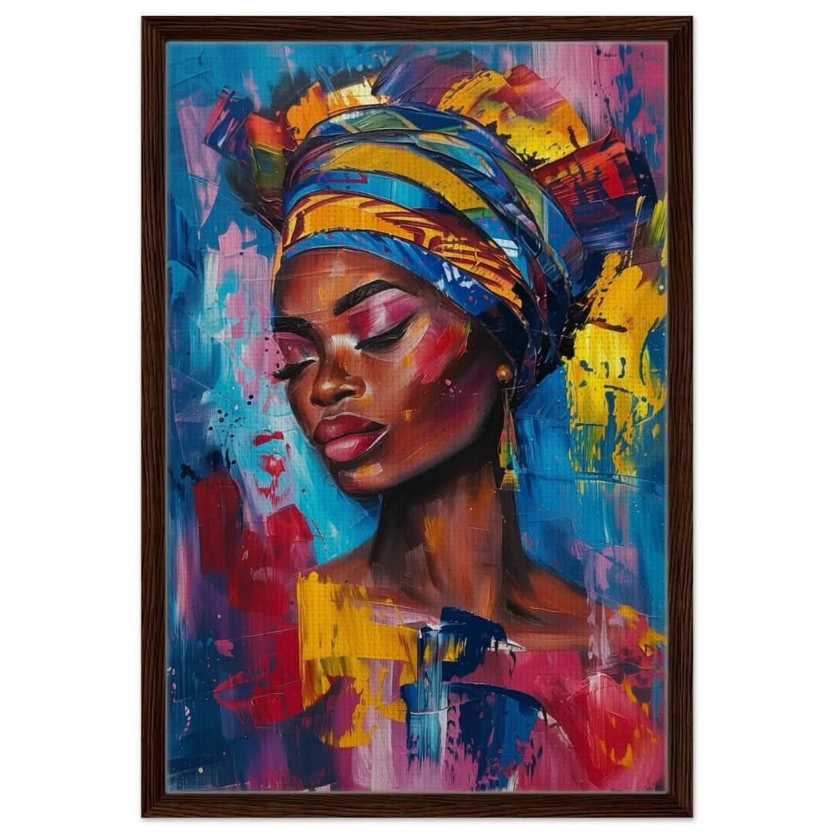 Da Vinci Wall art Print | Eclectic Expressions | African Theme - Framed Canvas - 50x75 cm / 20x30″ - Dark wood frame