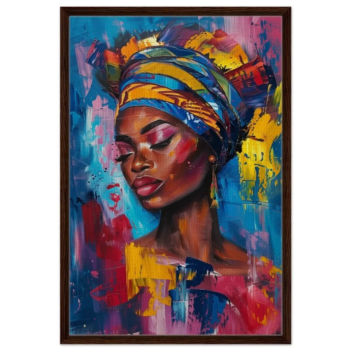 Da Vinci Wall art Print | Eclectic Expressions | African Theme - Framed Canvas - 60x90 cm / 24x36″ - Dark wood frame