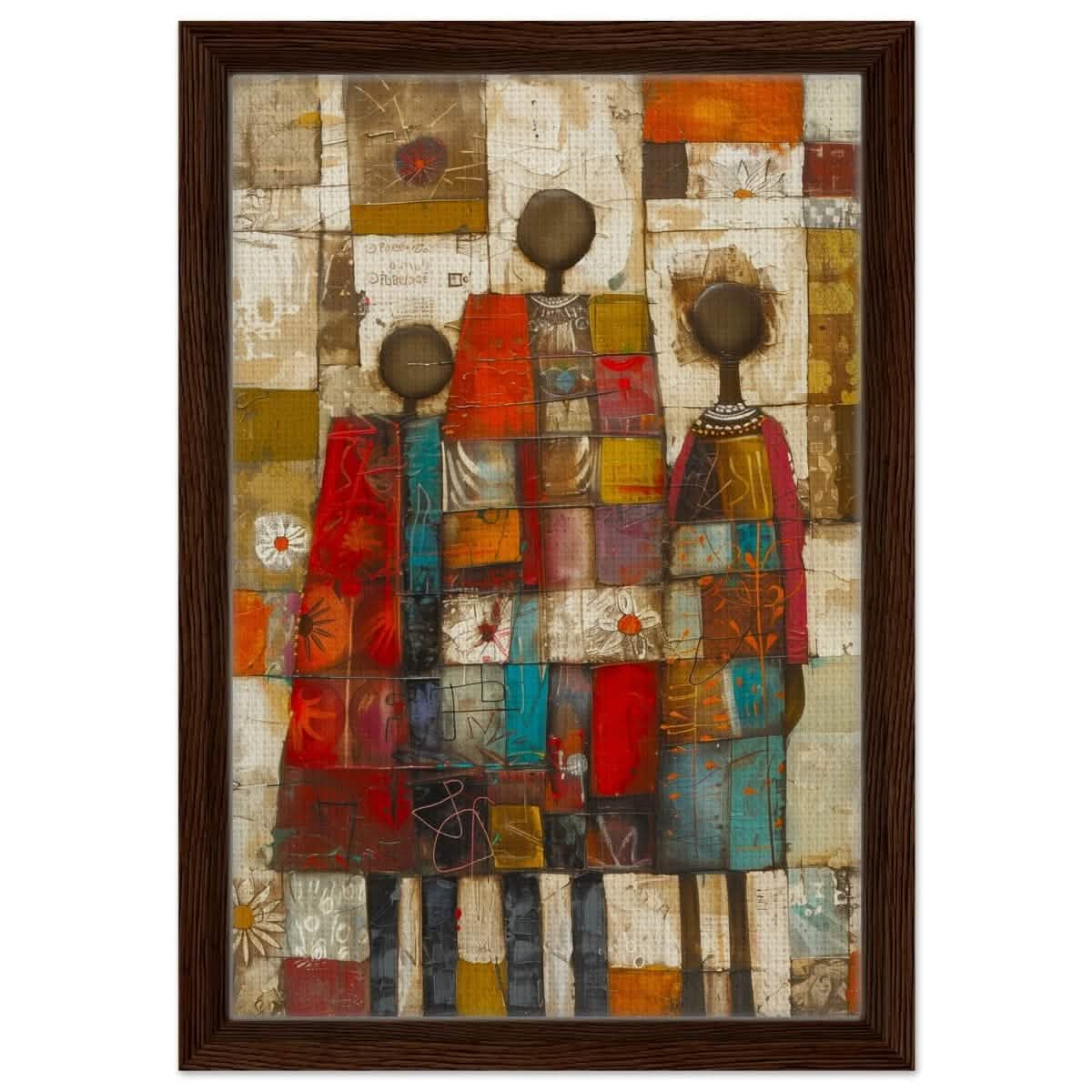 Da Vinci Wall art Print | Eclectic Expressions | African Theme - Framed Canvas - 30x45 cm / 12x18″ - Dark wood frame