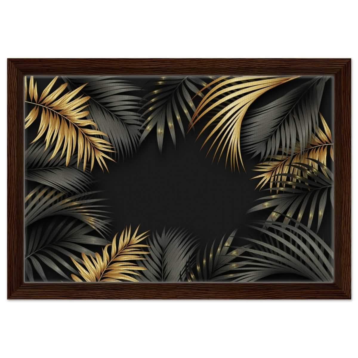 Da Vinci Wall art Print | Eclectic Expressions | Black and Gold Leaf - Framed Canvas - 30x45 cm / 12x18″ - Dark wood frame