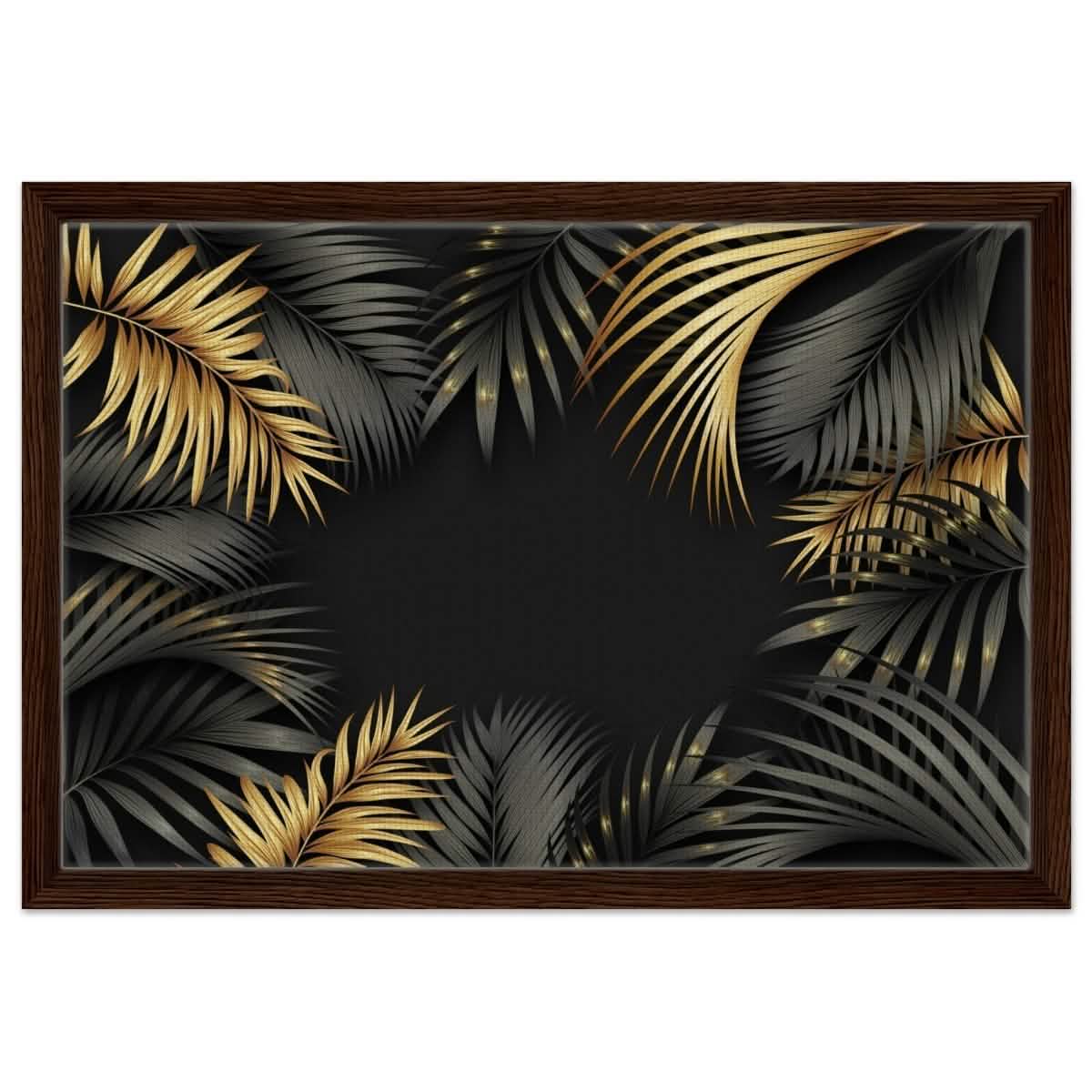 Da Vinci Wall art Print | Eclectic Expressions | Black and Gold Leaf - Framed Canvas - 40x60 cm / 16x24″ - Dark wood frame
