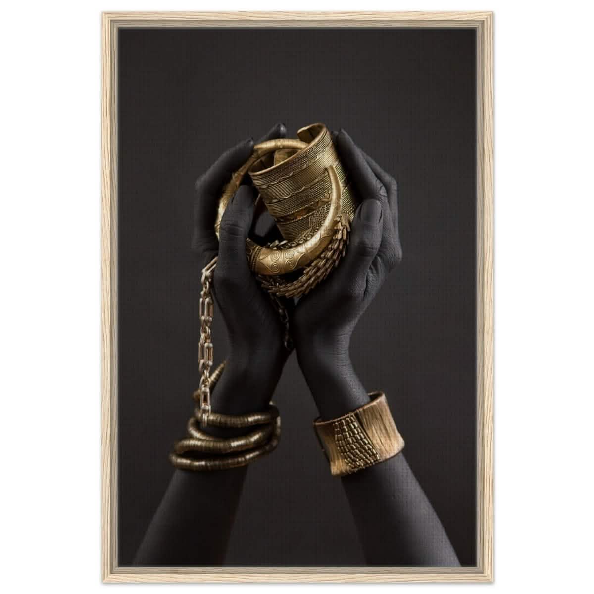 Da Vinci Wall art Print | Eclectic Expressions | Black Hands - Framed Canvas - 60x90 cm / 24x36″ - Wood frame