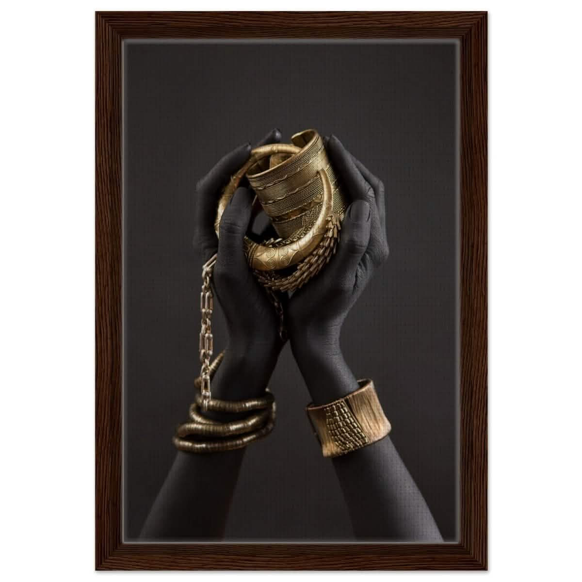 Da Vinci Wall art Print | Eclectic Expressions | Black Hands - Framed Canvas - 30x45 cm / 12x18″ - Dark wood frame