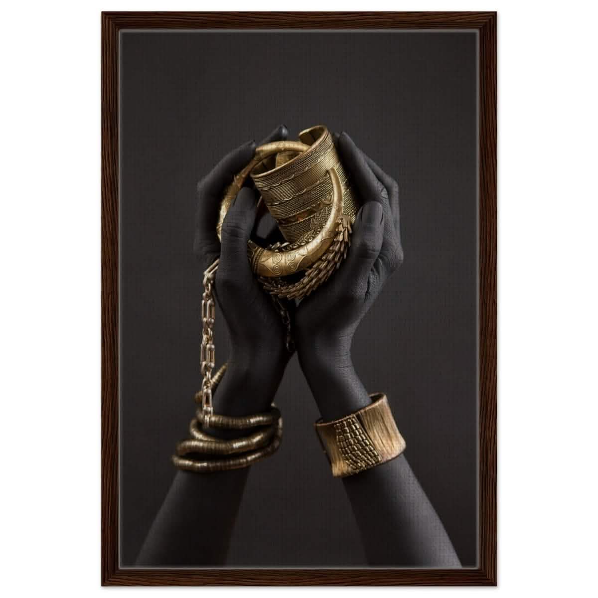 Da Vinci Wall art Print | Eclectic Expressions | Black Hands - Framed Canvas - 50x75 cm / 20x30″ - Dark wood frame