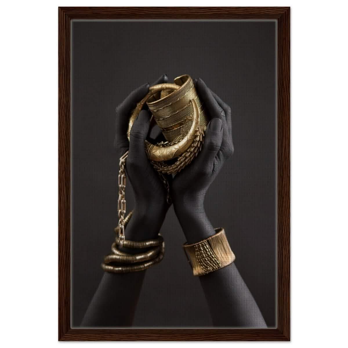 Da Vinci Wall art Print | Eclectic Expressions | Black Hands - Framed Canvas - 40x60 cm / 16x24″ - Dark wood frame