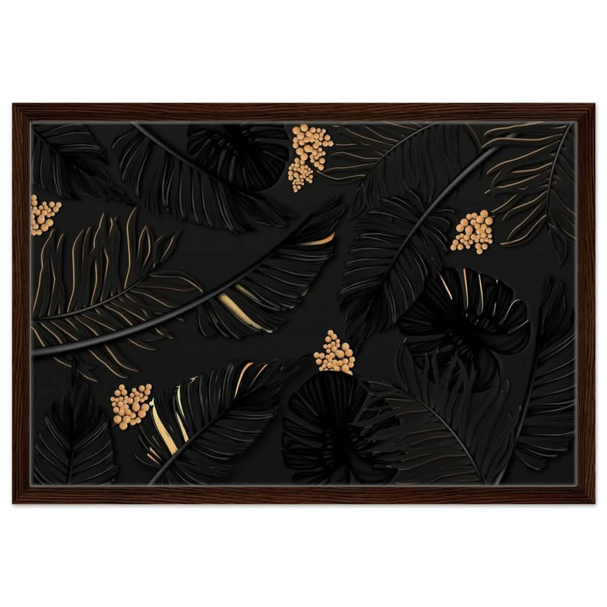 Da Vinci Wall art Print | Eclectic Expressions | Contemporary | Gold and Black - Framed Canvas - 50x75 cm / 20x30″ - Dark wood frame