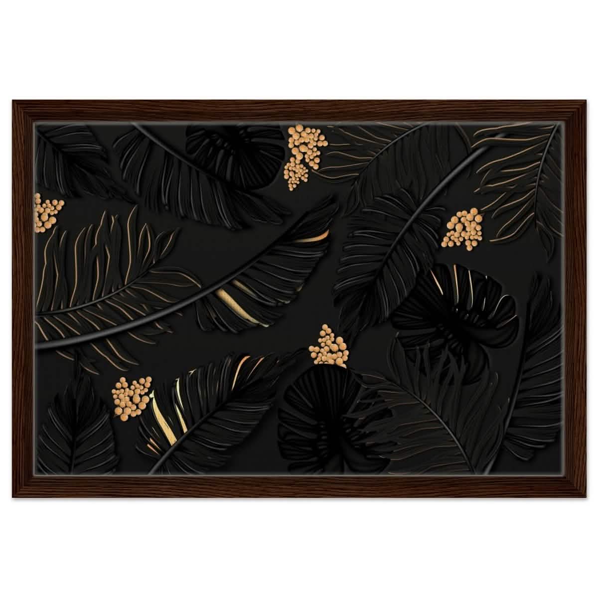 Da Vinci Wall art Print | Eclectic Expressions | Contemporary | Gold and Black - Framed Canvas - 40x60 cm / 16x24″ - Dark wood frame