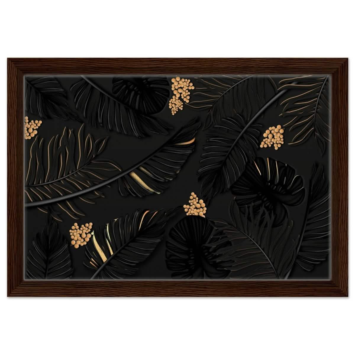 Da Vinci Wall art Print | Eclectic Expressions | Contemporary | Gold and Black - Framed Canvas - 30x45 cm / 12x18″ - Dark wood frame